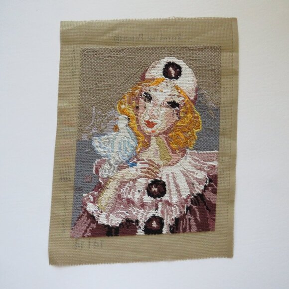 Girl with Dove Royal Paris Steiner Freres #14114 Vintage French Needlepoint - Picture 6 of 7